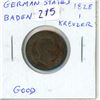 German States: Baden. 1828 1 Kreuzer. Good.