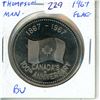 1867 – 1967 Thompson, Manitoba nickel medal celebrating the 100th Anniversary of Canada.  Depicts th