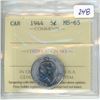 Image 1 : 1944 Canadian Nickel 5 Cents, ICCS certified & graded MS-65.