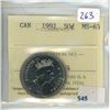 Image 1 : 1992 Canadian 50 Cents, ICCS certified & graded MS-65.