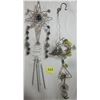 Image 1 : Pair metal/colored glass Yard Art wind chimes