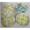 Image 2 : 6 pce Hycroft POTTERY hand decorated Medicine Hat,AB Calico design 4 yellow/1 blue plaid 6" Saucers 