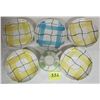 Image 3 : 6 pce Hycroft POTTERY hand decorated Medicine Hat,AB Calico design 4 yellow/1 blue plaid 6" Saucers 