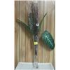 Image 1 : 20" tall glass vase/ leaves & twigs asst.