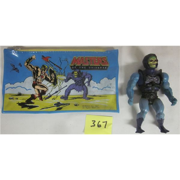 Vintage 1983 He-Man Skeletor action figure & pencil case