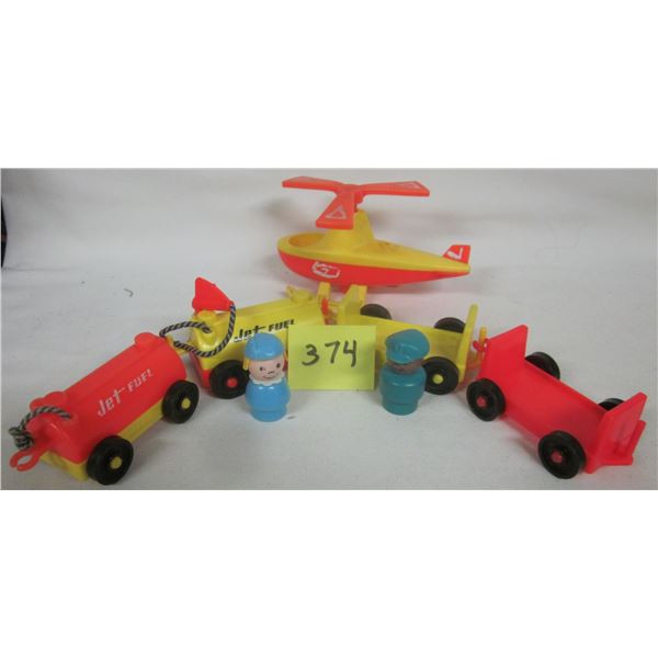 Lot vintage Fisher Price Airport parts vehicles  & little people