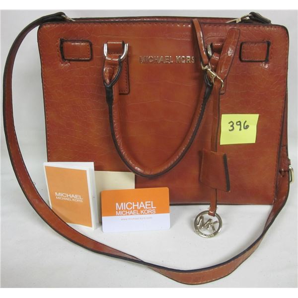 12"x10"x4" Brown leather MICHAEL KORS hand bag purse & shoulder strap