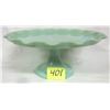 Image 1 : New "Martha Stewart" 11"x4.5" jadite scalloped edge glass pedestal cake stand