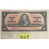 Image 1 : 1937 Bank Canada $2 bill/banknote King George V Gordon-Towers YB0672181