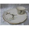 Image 2 : Vintage georigan USA plate with teacup wild birds series breakfast/luncheon set 22KT gold edging (ra