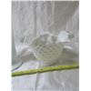 Image 4 : 1, 1975 FTD milk glass footed compote vase, fenton white hobnail pufflede edge candy dish and 1 tall