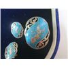 Maleka lightning goddess siam sterling silver aqua blue enamel vintage brooch with clip earrings set