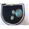 Image 2 : Maleka lightning goddess siam sterling silver aqua blue enamel vintage brooch with clip earrings set