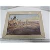 Image 1 : old west indigenous village by cm russell 9.5" by 13" vintage framed copy
