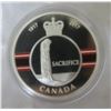 Image 1 : 2017 $20 Canadian Honours: Sacrifice Medal. Colourized 99.99% pure Silver. Proof with Ultra Heavy Ca