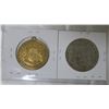 Image 2 : Lot of 2 very large Mary Queen of Scots Medals. One nickel, the other brass. Uncirculated.