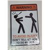Image 1 : 11 3/4 x 8 inch tin sign "Warning"