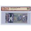 Image 1 : 2013 Graded Canadian 10 dollar bill - Macklem/Carney - Prefix FTC 6459771 - BCS-UNC 64