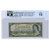 Image 1 : 1954 Graded Canadian "Devil's face" 20 dollar bill - Beattie/Rasminsky - Prefix D/E 9660491 - GWC-F1