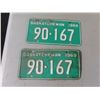 Image 1 : pair of 1969 Saskatchewan license plates