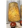 Image 5 : Vintage 70's matching lamps with shades ceramic with wooden base  35"Hx14"W