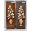 Image 1 : Pair of matching ceramic flower pot on wooden plaque 8"x24"