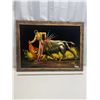 Image 1 : Large print Matador & Bull on black fabric