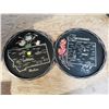 Image 1 : 2 vintage 11" round metal souvenir serving tray