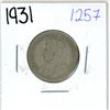 Image 1 : 1931 Canadian silver, 25 cent coin