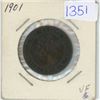 Image 1 : 1901 Canadian large penny, 1 cent coin