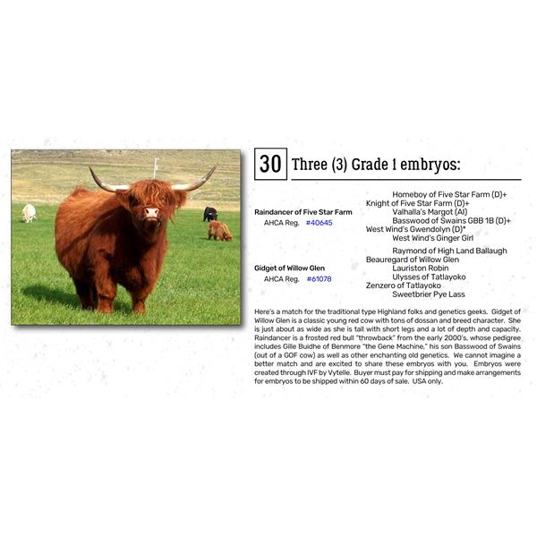 Three (3) Grade 1 embryos: