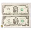 Image 1 : 2 MINT CONSECUTIVE US 2 DOLLAR NOTES