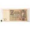 Image 2 : 1924 GERMAN 20 REICHMARK NOTE