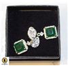 Image 1 : GREEN & CLEAR CZ EARRINGS STAINLESS STEEL