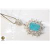 Image 1 : SIMULATED BLUE TOPAZ CLAQR CZ PENDANT NECKLACE