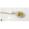 Image 1 : YELLOW & CLEAR CZ PENDANT STAINLESS STEEL SET