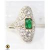 Image 1 : GREEN & CLEAR CZ RING SIZE 6.5