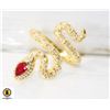 Image 1 : SNAKE THEMED RING GOLD PLATED STAMPED 925 WITH RED