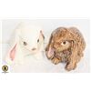 Image 1 : HANDPAINTED CERAMIC LOP BUNNIES LOT OF 2