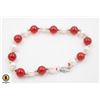 Image 1 : #315- FRESH WATER PEARL , RED JADE   BRACELET