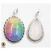 Image 1 : #393-NATURAL ROSE QUARTZ ,RANBOW SOLAR QZ  PENDANT