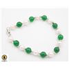 Image 1 : #313- FRESH WATER PEARL , GREEN EMRALD   BRACELET