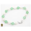 Image 1 : #309- FRESH WATER PEARL , GREEN JADE BRACELET