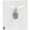 Image 1 : #249-UNHEATED GREEN EMERALD & CZ PENDANT