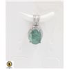 Image 1 : #249-UNHEATED GREEN EMERALD & CZ PENDANT