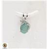 Image 1 : #253-UNHEATED GREEN EMERALD & CZ PENDANT