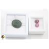 Image 1 : #134-HEATED RUBY 5.05 CT EMERALD 16.25 CT  GEMSTON