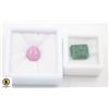 Image 1 : #130-HEATED RUBY 9.20CT & EMERALD 7.55 CT GEMSTONE