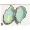 Image 1 : PAIR OF GOLD TONE & TURQUOISE TONE VINTAGE LEAF