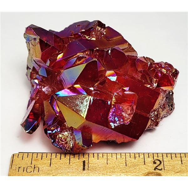 17) IRRIDESCENT HOT PINK QUARTZ CRYSTAL MINERAL